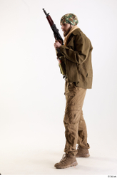 Whole Body Weapons-Rifle Man Pose with machine rifle White Army Athletic Bearded Studio photo references